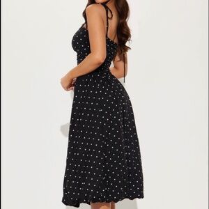 Lana Polka Dot Bubble Midi Dress - Black